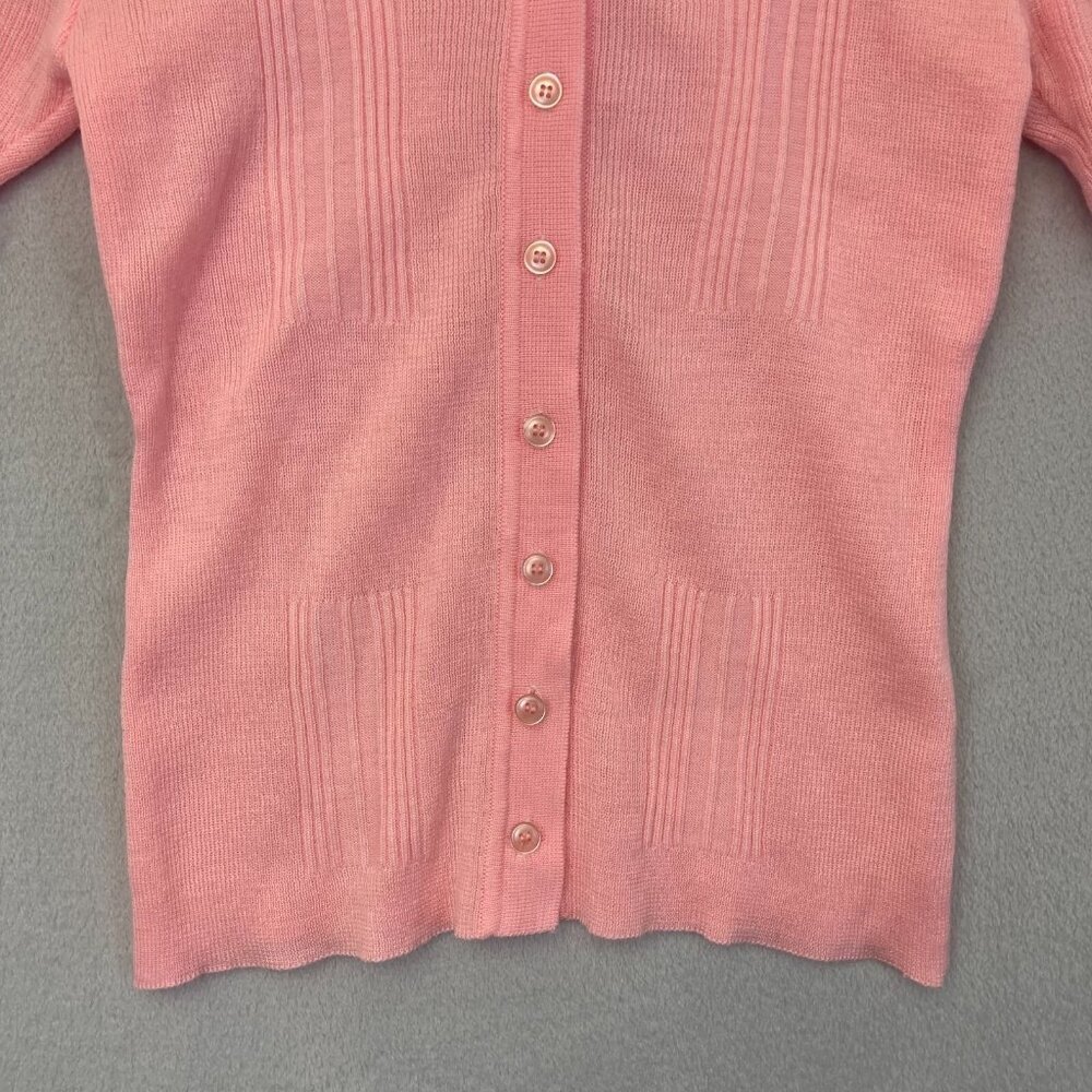 Vintage MacHenry‎ Womens Button Up Short Sleeve Sweater Size Large Pink Cardigan - Picture 6 of 12